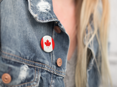 Canadian Flag Pin | Maple Leaf Badge Pin | Canada Day Pinback Button | 2024
