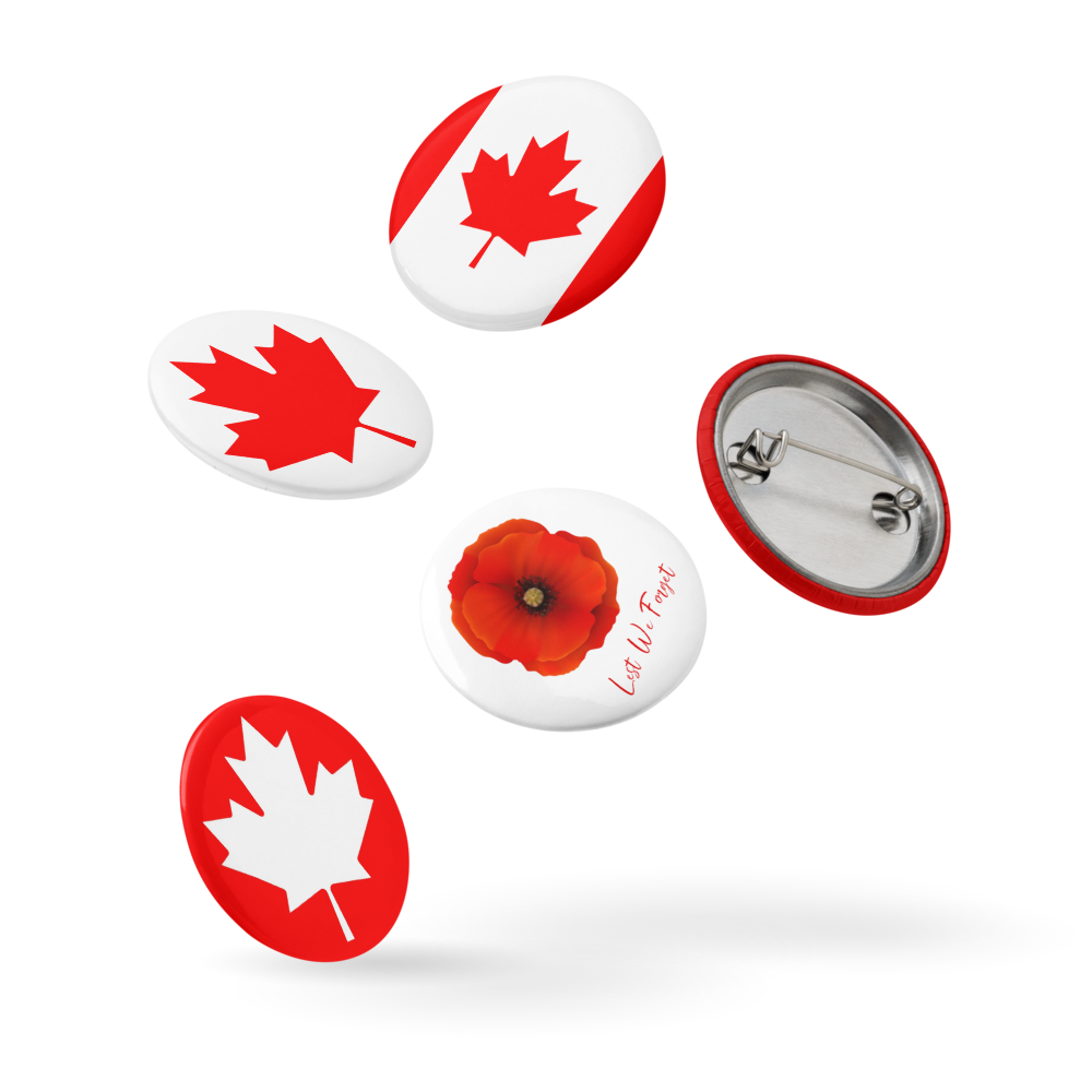 1.25" Canada Pins, Badges, Proudly Canadian